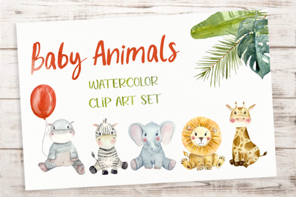 Baby Animals Watercolor Clip Art Set: Soft Illustrations