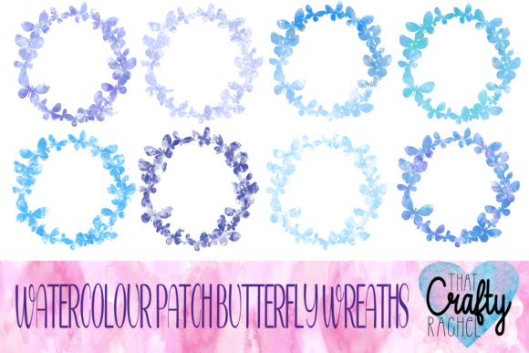 Blue Watercolour Butterfly Wreath Illustrations