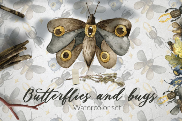 Butterflies and Bugs Watercolor Set: Illustrations