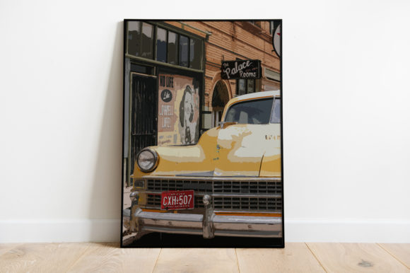 Checker Taxi Vintage Watercolor for Illustrations