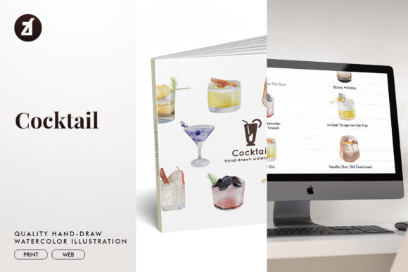 Cocktail Watercolor Illustration and Illustrations