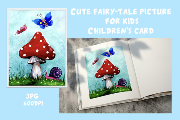 Cute Fairy Card for Kids. Watercolor Mot Illustrations