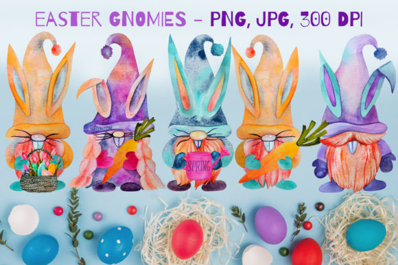 Easter Watercolor Gnomes Illustrations