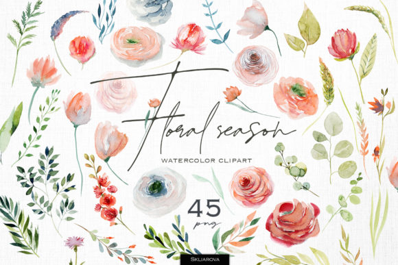 Floral Season. Watercolor Floral Clipart