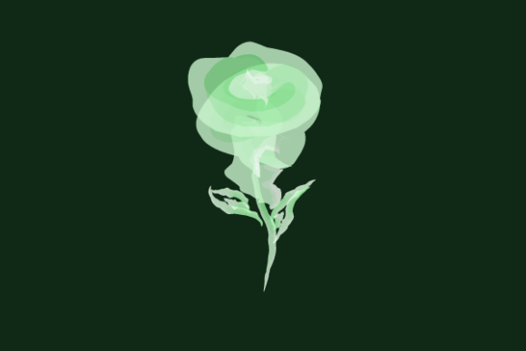 Green Rose Abstract Watercolor - Dark Illustrations