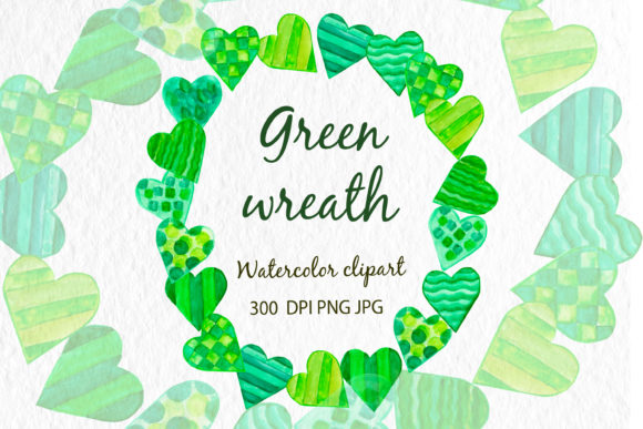 Hearts Green, Heart Frame Watercolor
