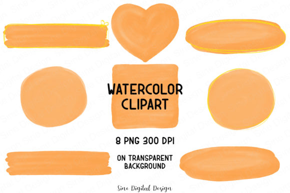 Orange Watercolor Clipart Bundle and Illustrations