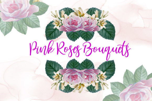 Pink Watercolor Rose Bouquets: Illustrations for Sellers