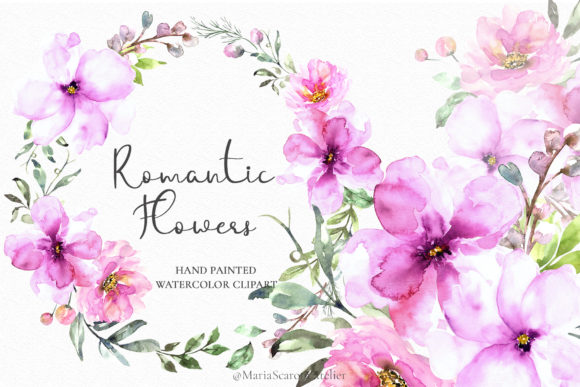 Romantic Flowers - Watercolor Floral Set