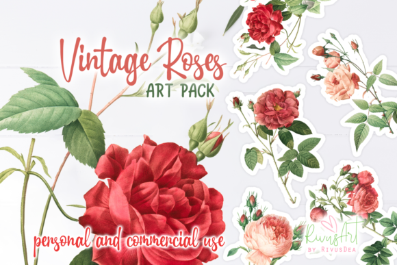 Vintage Roses Clipart. Watercolor Roses