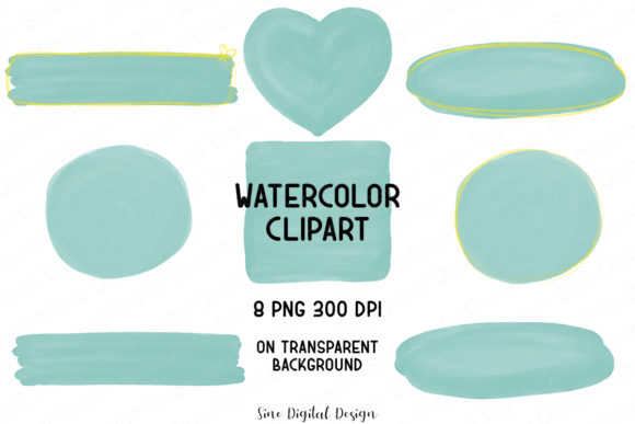 Watercolor and Gold Glitter Clipart and Illustrations