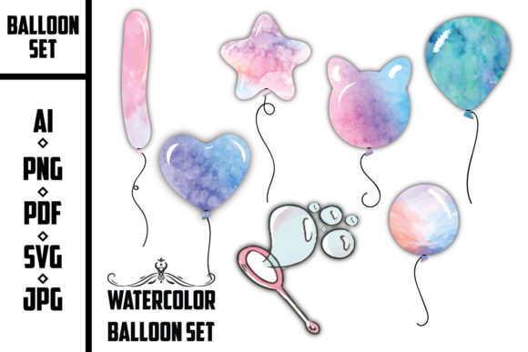 Watercolor Balloon Set for Illustrations