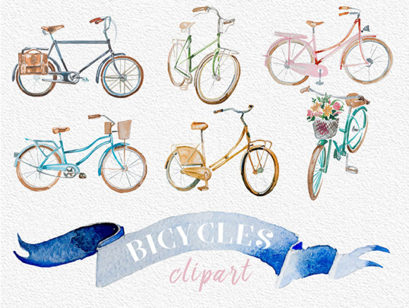 Watercolor Bicycles Clipart Set: Ideal Illustrations