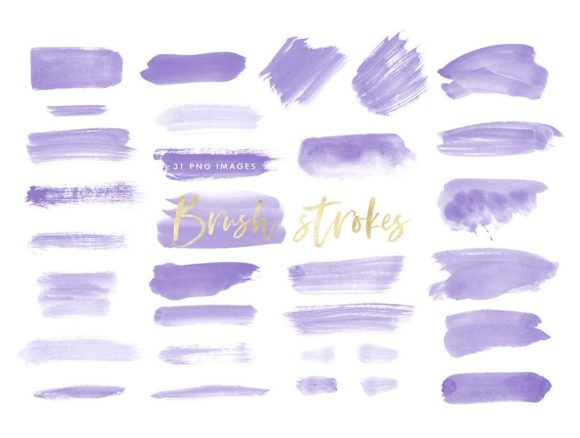 Watercolor Brush Strokes in Purple Illustrations