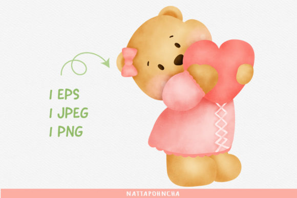 Watercolor Cute Teddy Bear Illustrations
