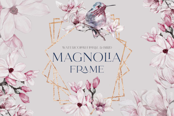 Watercolor Floral Rose Gold Frame PNG and Illustrations