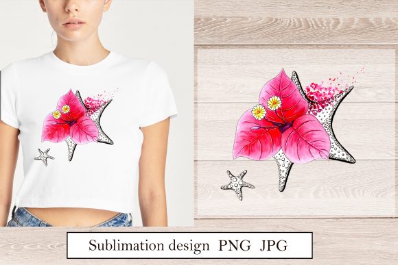 Watercolor Flower and Stars Sublimation