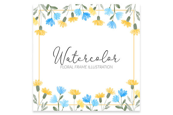 Watercolor Meadow Wild Flowers Frame Illustrations