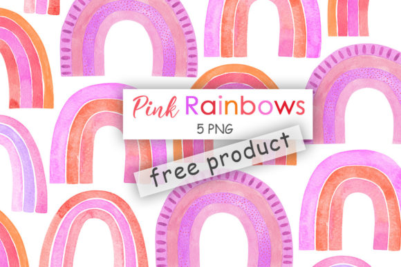 Watercolor Pink Rainbows Clipart Free: A Fresh Addition to Freebies