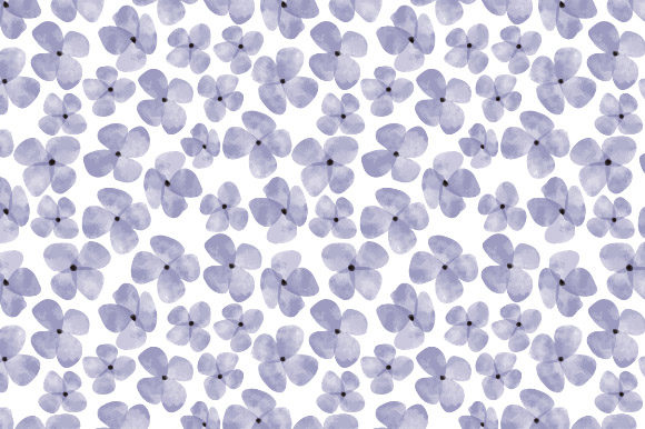 Watercolor Purple Flower Pattern Illustrations