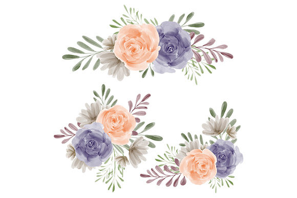 Watercolor Rose Flower Bouquet Set for Illustrations