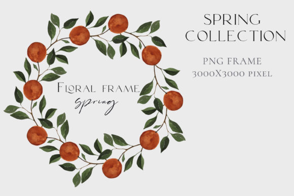 Watercolor Round Wreath of Oranges: Fresh Illustrations