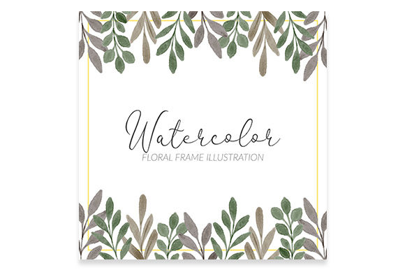 Watercolor Square Frame Green Leaf Illustrations
